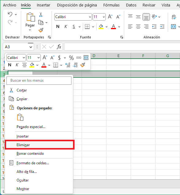 Cómo eliminar filas en Excel