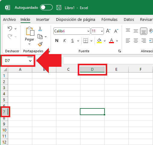 Filas y columnas en Excel determinan la dirección de las celdas