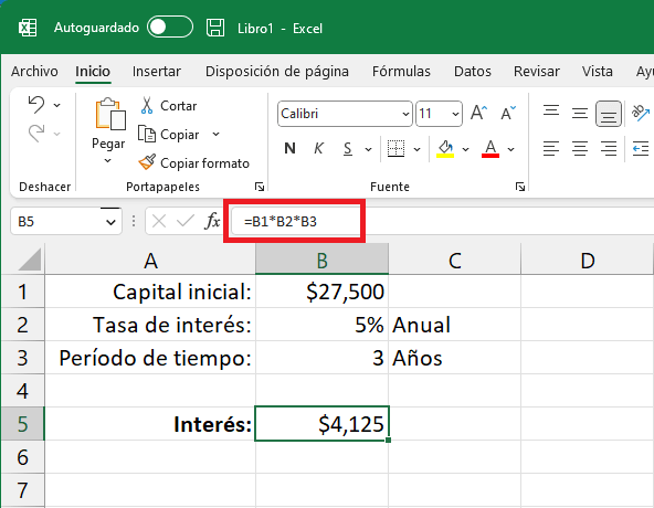 Cómo calcular el interés simple en Excel