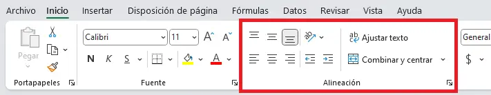 Como alinear el contenido de una celda en Excel