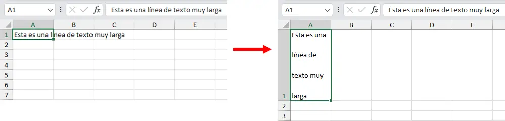Texto justificado verticalmente en Excel