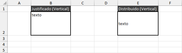 Texto distribuido verticalmente en Excel