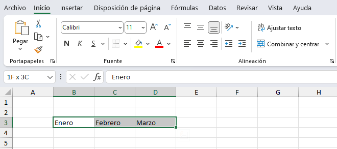 Combinando celdas en Excel