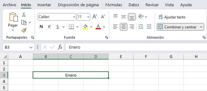 Texto conservado después de combinar celdas en Excel