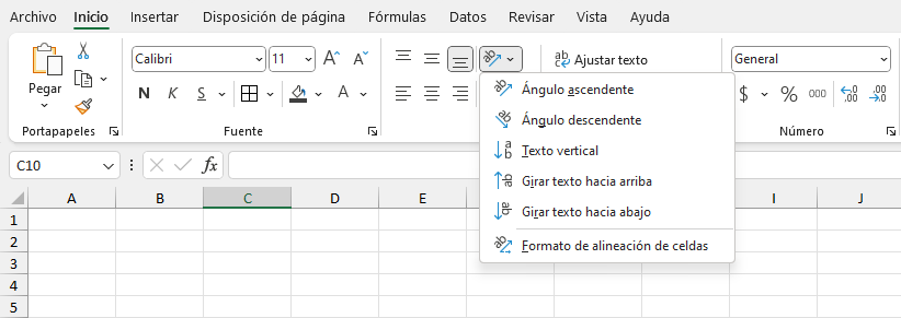 Como rotar texto en Excel