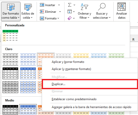 Cómo duplicar un estilo de tabla en Excel