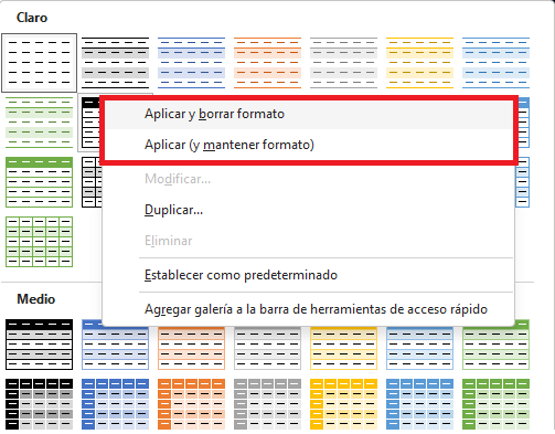 Comando aplicar y borrar formato en Excel