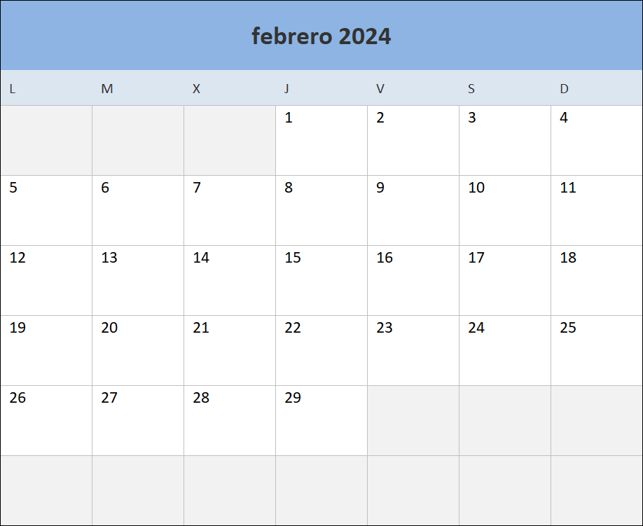 Plantilla Calendario 2025 Mensual Excel
