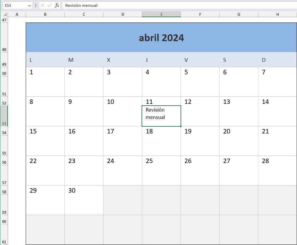 Calendario 2024 en Excel • Excel Total