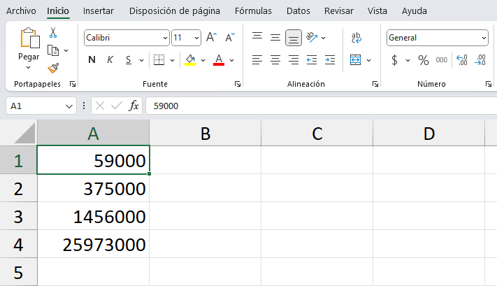 Formato de números en Excel
