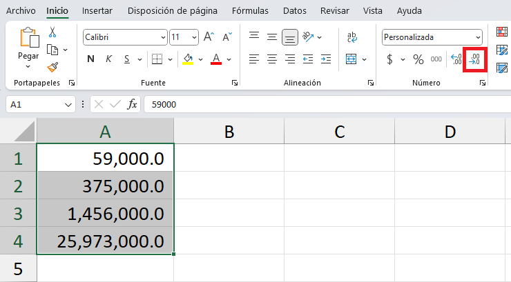 Cómo desplegar los decimales en Excel