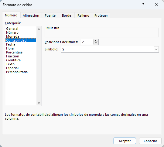 Formato Contabilidad en Excel