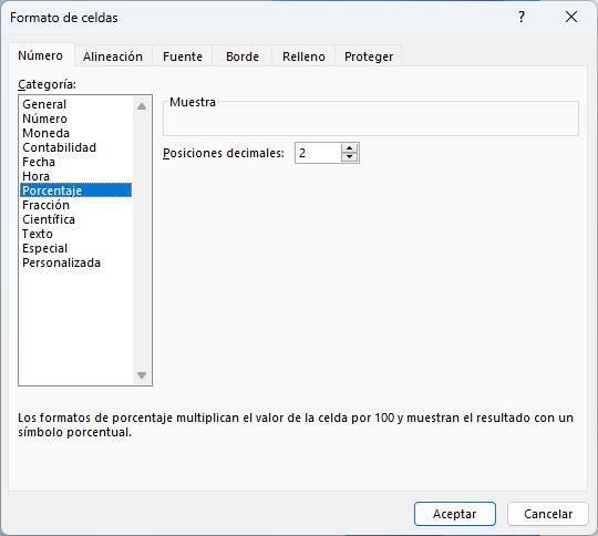 Formato Porcentaje en Excel