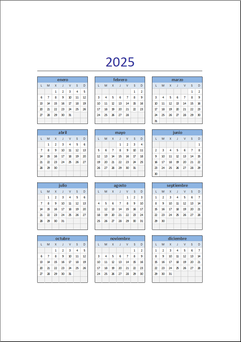 Calendario 2025 en Excel • Excel Total