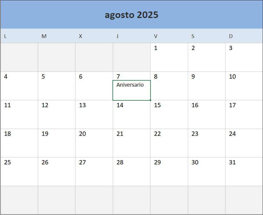 Calendario 2025 en Excel • Excel Total