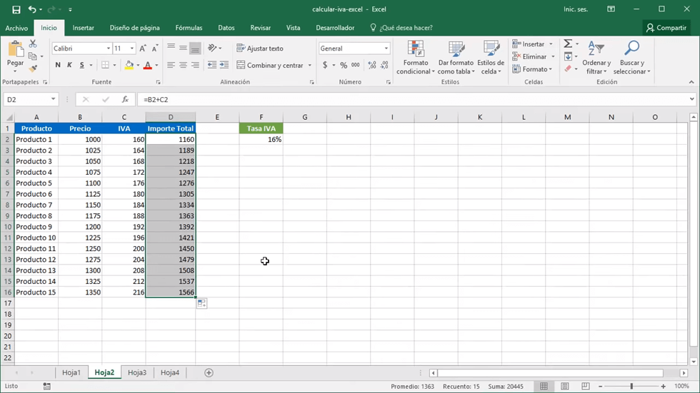 Cómo sacar el IVA en Excel