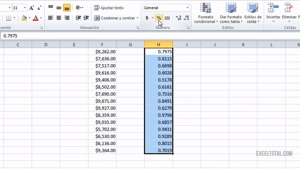 Como aplicar formato de números en Excel