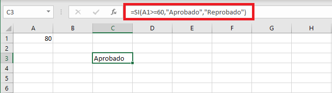 Ejemplo de la función SI en Excel
