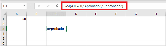 Argumentos de la función SI en Excel