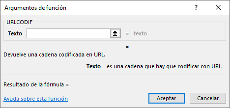Función URLCODIF en Excel