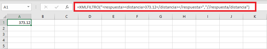 Ejemplo de la función XMLFILTRO en Excel