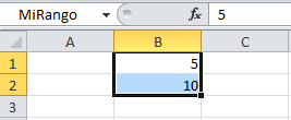 asignar nombre a un rango en excel