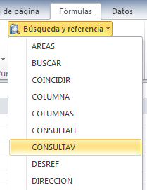 La función BUSCARV en Excel 2010 cambió de nombre