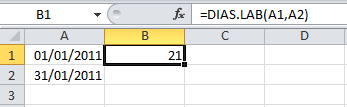 Función Excel DIAS.LAB