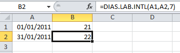 Días laborables en Excel