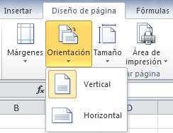 Orientación de página en Excel