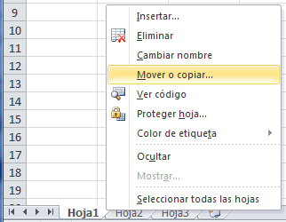 Mover o copiar hojas de Excel
