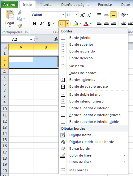 TecnologÍa E Informatica Bordes A Las Celdas De Excel 