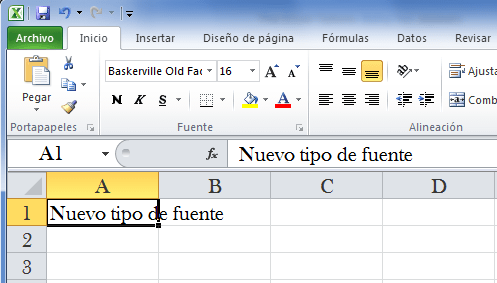 Nuevo tipo de fuente en Excel