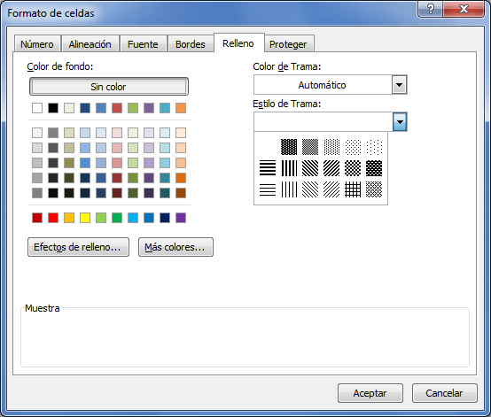 Resultado de imagen de formato de celdas en excel 2016 relleno