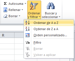 como ordenar de la a a la z en excel