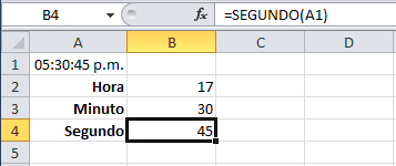 Función SEGUNDO en Excel