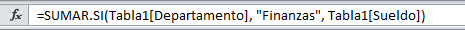 Referencias estructuradas en una tabla de Excel