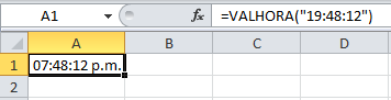 Función de Excel VALHORA