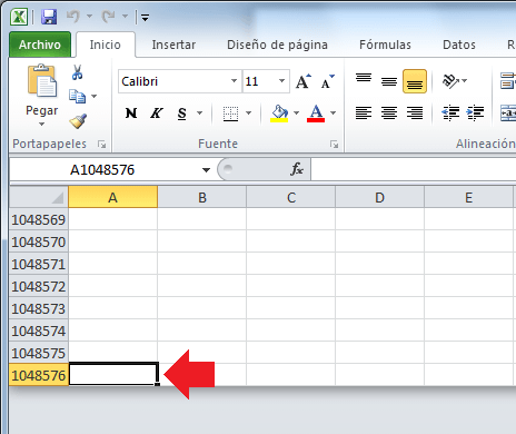 Filas de una hoja de Excel