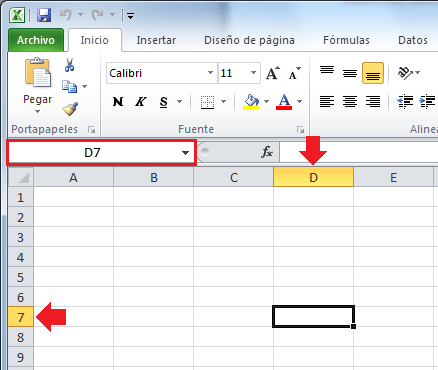 Dirección de una celda de Excel