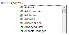 Propiedades y métodos de un objeto de Excel