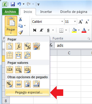 Pegado especial en Excel • Excel Total