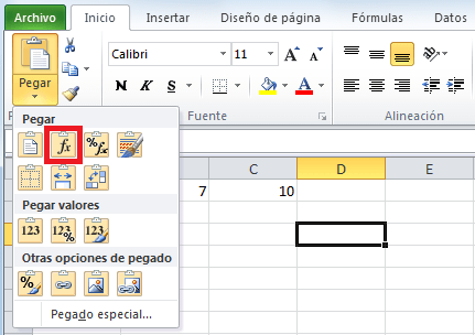 Copiar fórmulas en Excel sin el formato de celda