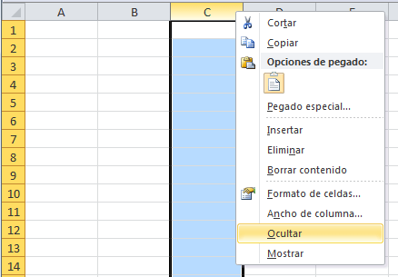 Cómo ocultar columnas en Excel