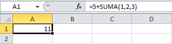 Funciones de Excel como parte de una fórmula