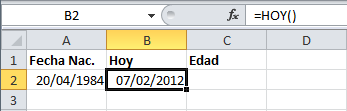 Calcular la edad con Excel
