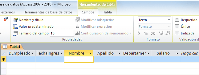 Tablas en Access 2010