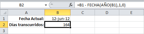 Calcular los días transcurridos en el año con Excel