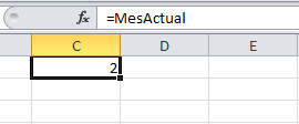 Ejemplo de fórmula nombrada en Excel