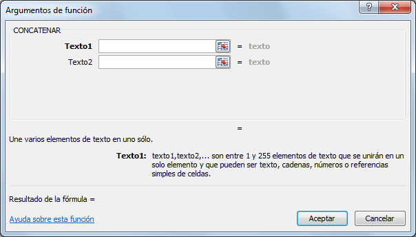 La función CONCATENER en Excel